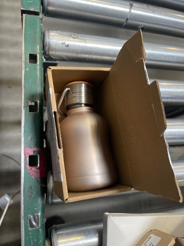 Photo 1 of YOHKOH Mini Vacuum Insulated Water Bottle With Bamboo Lid - Stainless Steel Thermos Water Bottle for Women Girls Kids, Metal Sports Hot and Cold Water Bottle Leak-Proof BPA-Free (6.4oz,Gold)