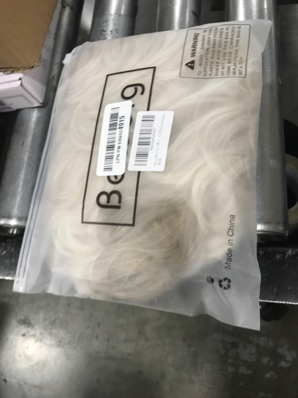 Photo 1 of Beweig Short Curly White Wigs for Women Fluffy Natural Looking Synthetic Hair Daily Wigs for Old Ladies