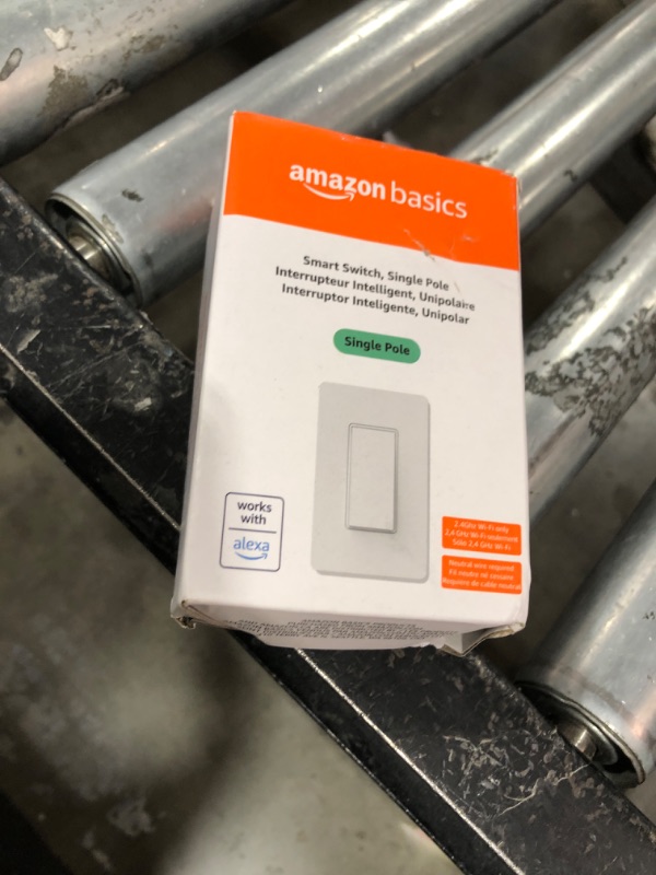Photo 1 of Amazon Basics Smart Switch, Single Pole, Works with Alexa Only, 2.4 GHz Wi-Fi, No Hub Required, White