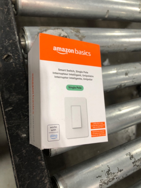 Photo 1 of Amazon Basics Smart Switch, Single Pole, Works with Alexa Only, 2.4 GHz Wi-Fi, No Hub Required, White