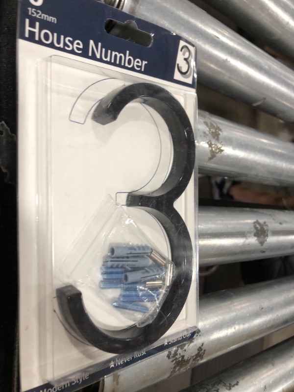 Photo 1 of 6" Stainless Steel Floating House Number 3, Metal Modern House Numbers, Mailbox Decor Number with Nail Kit, Coated Black, 911 Visibility Signage (Large 3)