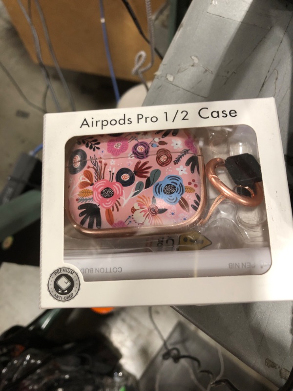Photo 1 of with Lock for Airpods Pro 2nd/1st Generation Case Cover, Flowers Cute AirPod Pro 2 Case Hard iPod Pro Cases for Women Girls with Cleaner Kit for AirPod Pro Cases (2023 USB-C /2022/2019) - Pink