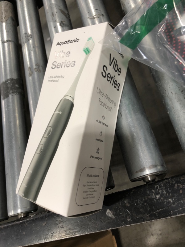 Photo 1 of Aquasonic Vibe Series Ultra-Whitening Toothbrush – ADA Accepted Electric Toothbrush - 8 Brush Heads & Travel Case – 40,000 VPM Motor & Wireless Charging - 4 Modes w Smart Timer – Charcoal Metallic