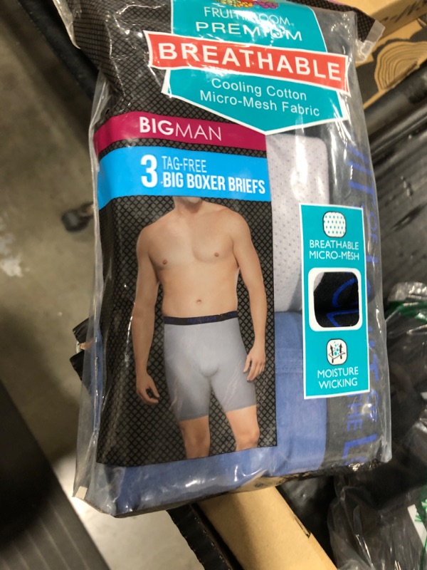 Photo 1 of Fruit of the Loom mens Breathable Cotton (Regular & Big Man) Boxer Briefs, Big Man - Cotton Mesh 3 Pack Assorted, 3X-Large US