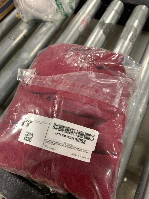 Photo 1 of Smiry Waterproof Seat Covers for Dining Room Chairs Set of 4, Stretch Jacquard Removable Washable Chair Seat Slipcovers Protector, No Rear Covers, Wine Red