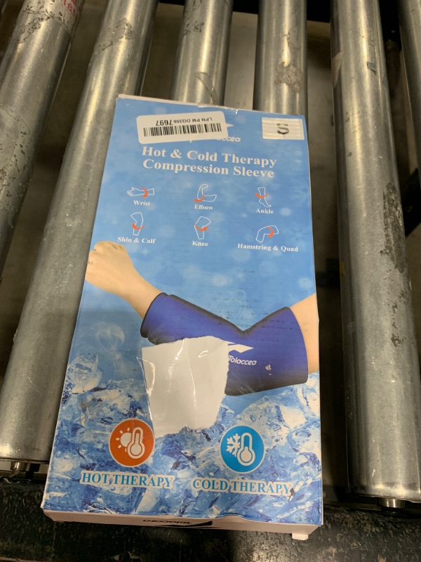 Photo 1 of Elbow and Knee Ice Pack - Cold Ice Sleeve with Reusable Gel & Cold Therapy Compression for Knee, Shin Splints, Calf Strain, Flexible Ice Pack for Tennis Elbow, Tendinitis(Small (Pack of 1), Blue)