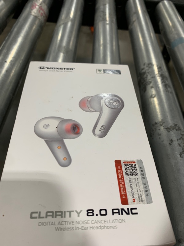 Photo 1 of Monster Clarity 8.0 Hybrid Active Noise Cancelling Wireless Earbuds, 42dB in-Ear ANC Earphones Deep Bass with 6 Mics, Bluetooth 5.2, 50H Play Time with Wireless Charging Case