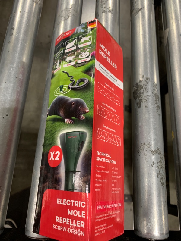 Photo 1 of PATTLER® Mole Repellent USB-Chargeable Solar Powered | Screw-Shape Design | 8,000 Sq Ft Coverage | Best Snake Repellent for Yard, Great for Getting Rid of Moles and Voles | Gopher Repellent | 2 Units