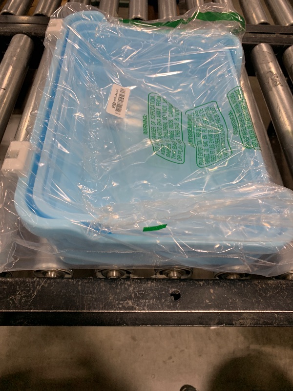Photo 1 of Wewaykgj Large Bunny Litter Box - Blue, Corner Litter Pan for Large Rabbit, Guinea Pig, Chinchilla, Ferret, Rat