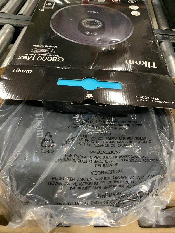 Photo 1 of Tikom Robot Vacuum and Mop Combo, 5000Pa Robotic Vacuum Cleaner, 150 Min Max, App & Remote Control, Idear for Hard Floor, Carpet, Pet Hair, Self-Charge(G8000 Max)