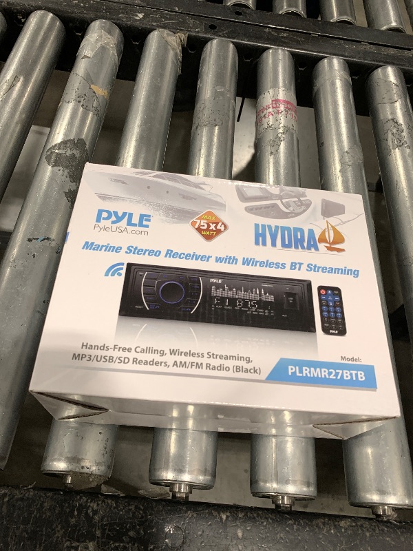 Photo 1 of Pyle 300W Bluetooth Marine Stereo Receiver - Single DIN In-Dash AM/FM Radio with USB/SD - AUX - MP3 - Built-in Mic - EQ - Wireless Music Streaming - Remote - 12V - PLMRM29BT