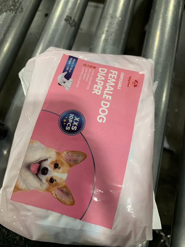 Photo 1 of Flying Paws Disposable Female Dog Diapers, Puppy Diapers with Adjustable Elastic Waistline for Female Dog or Cat in Heat,Incontinence, Diaper with Wetness Indicator, XXS-10 Count