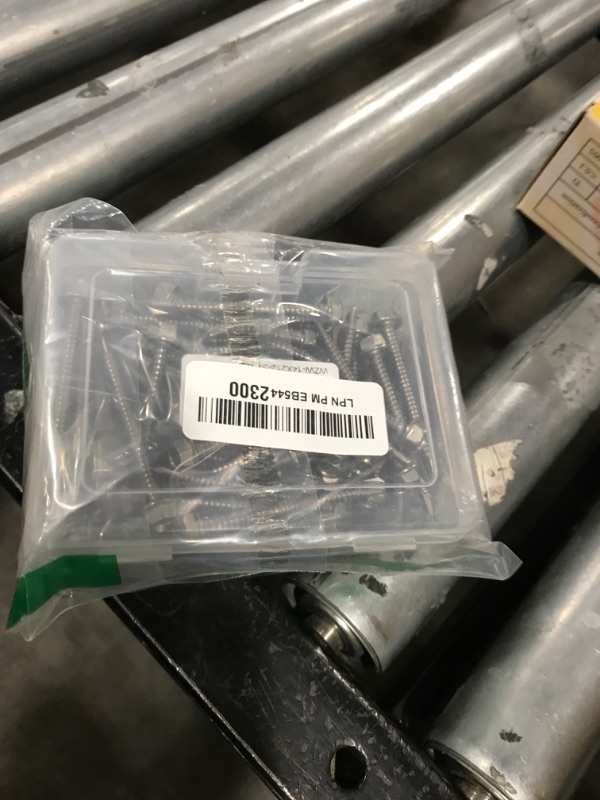 Photo 1 of #14 x 2-1/2" (50 PCS) Sheet Metal Screws, Hex Washer Head Self Drilling Screw, 410 Stainless Steel Flanged Hex Fast Self Tapping Screws, Hex Bit Socket Included