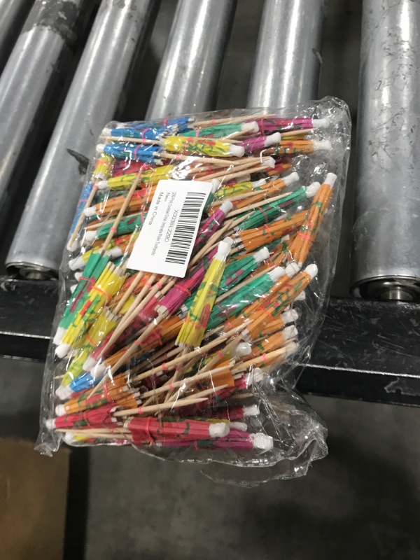 Photo 1 of [200 Pcs] Cocktail Drink Umbrella Picks Toothpicks - Colorful Paper Toothpicks Cocktail Umbrellas for Luau Parasols Hawaiian Tiki Party Decorations
