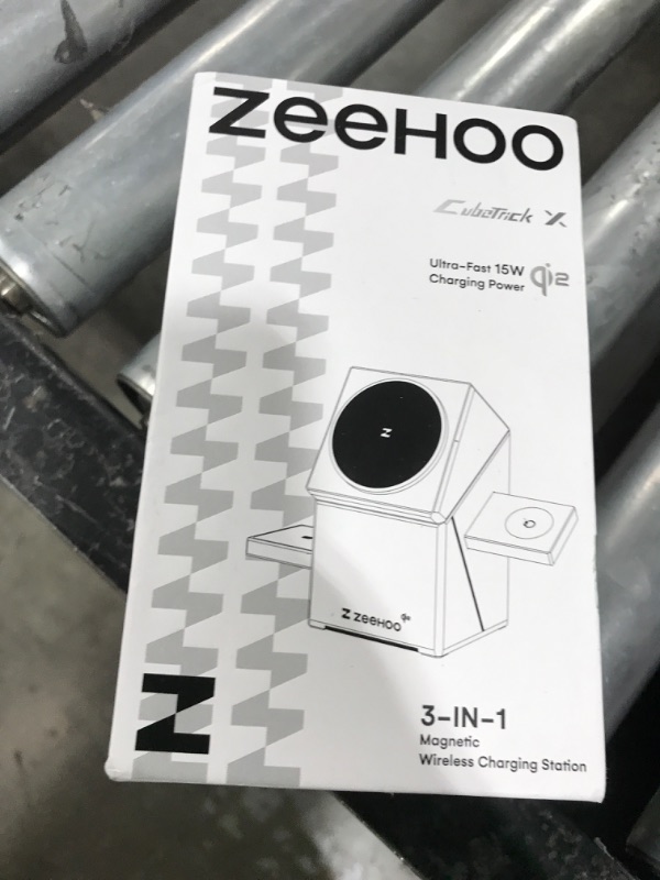 Photo 1 of ZEEHOO 3 in 1 Charging Station for Apple, iPhone Mag-Safe Charger, Qi2 Certified, Rotating Wireless Charger Stand for iPhone 16,15,14,13,12 Series, Apple Watch, AirPods (USB-C Charger Included)