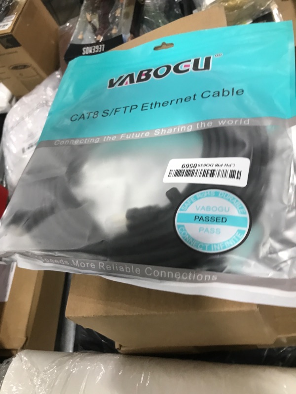 Photo 1 of Cat 8 Ethernet Cable, 15ft Heavy Duty High Speed Internet Network Cable, Professional LAN Cable, 26AWG, 2000Mhz 40Gbps with Gold Plated RJ45 Connector, Shielded in Wall, Indoor&Outdoor, Black