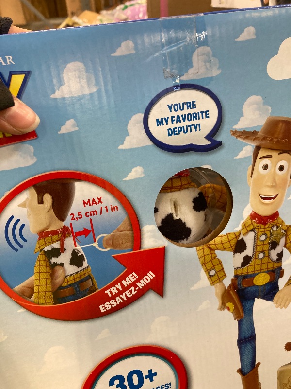 Photo 1 of Mattel Disney Pixar Toy Story Talking Woody Action Figure & Accessory, Roundup Fun 12-inch Collectible with 30+ Sounds & Phrases