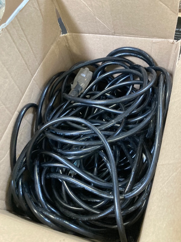 Photo 1 of PlugSaf 16/3 Gauge 200 ft Extension Cord Outdoor Black Waterproof, Cold Weatherproof -58°F, Flame Retardant, Flexible 3 Prong Heavy Duty Electric Cord for Lawn Office,10A 1250W 16AWG SJTW, ETL Listed