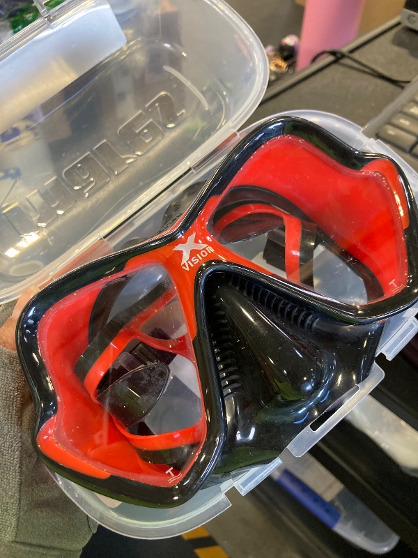 Photo 1 of MARES Unisex Adult X-Vision Ultra Liquidskin Comfortable Scuba Diving Two Window Mask with Silicone Face Piece, Black/Red