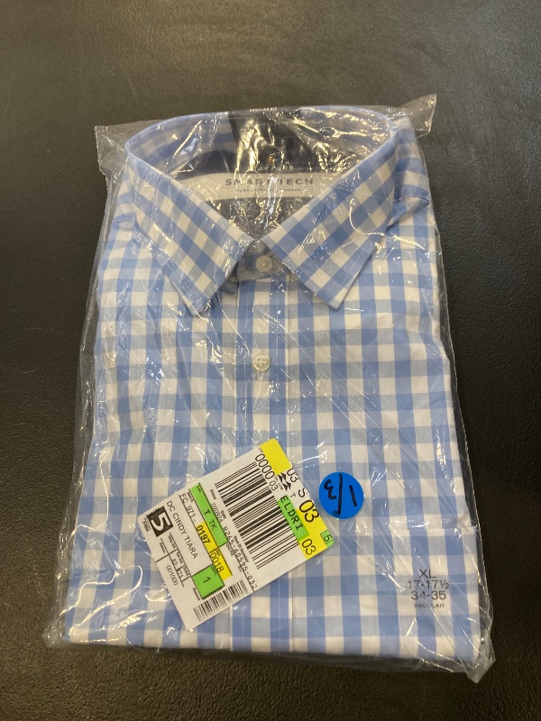Photo 1 of Stafford Big and Tall Smart Tech Mens Regular Fit Stretch Fabric Wrinkle Free Long Sleeve Dress Shirt  ( size 17-17.5 - 34-35 ) 