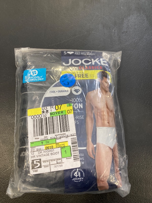 Photo 1 of Jockey Cotton Bonus Pack 5 Pack Briefs, 40, Black