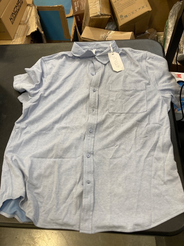 Photo 1 of Stylus Men’s Light Blue Short Sleeve button up Shirt size Large 