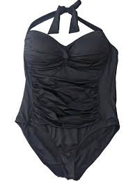 Photo 1 of Womens Liz Claiborne Black White One Piece Halter Top Swimming Suit ( size 12 )