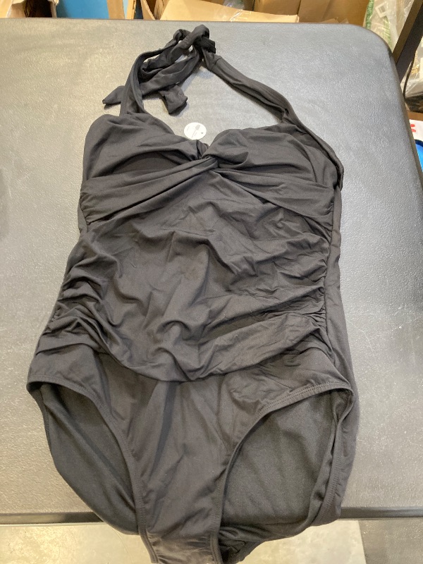 Photo 1 of Womens Liz Claiborne Black White One Piece Halter Top Swimming Suit ( size 12 ) 