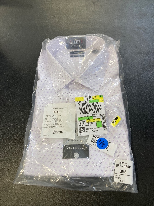 Photo 1 of Van Heusen Men's Fit Dress Shirt Ultra Wrinkle Free Flex Collar Stretch (Big and Tall), Purple Rain, 18" Neck 34"-35" Sleeve