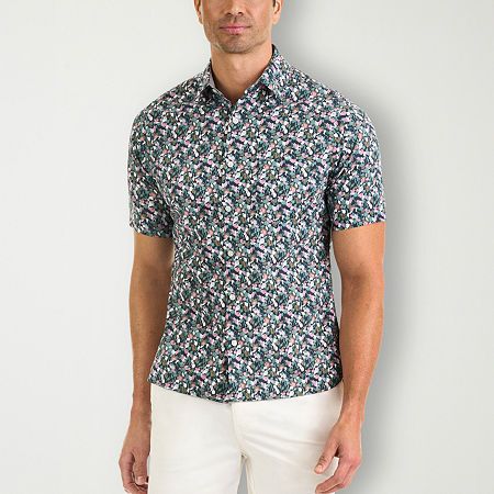 Photo 1 of Van Heusen Stainshield Mens Short Sleeve Camp Shirt, Large, Green
