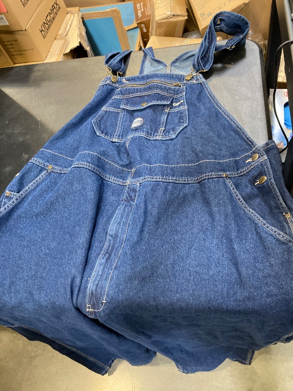 Photo 1 of Berne Men's Heritage Unlined Washed Denim Bib Overall, 56W X 30L, Stone Wash Dark