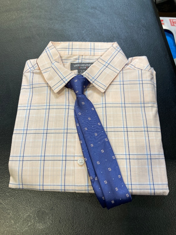 Photo 1 of Van Heusen Little & Big Boys Point Collar Long Sleeve Shirt + Tie Set, Large (14-16), Orange