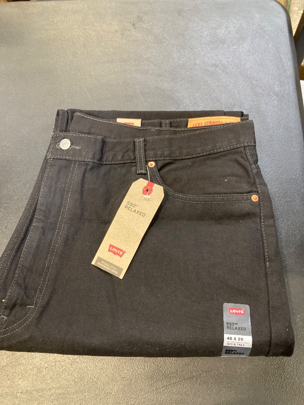 Photo 1 of Levi's Men's 550 Relaxed Fit Jeans (Also Available Tall), Black, 48W x 29L Big