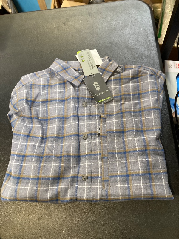 Photo 1 of Free Country Mens Relaxed Fit Long Sleeve Flannel Shirt, Small, Gray