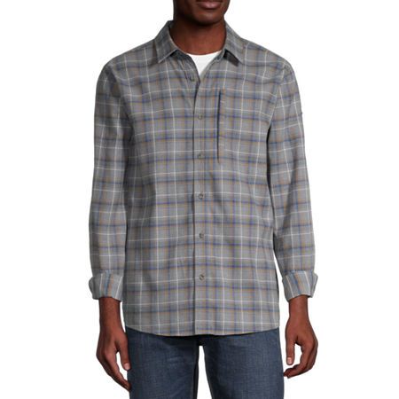 Photo 1 of Free Country Mens Relaxed Fit Long Sleeve Flannel Shirt, Small, Gray