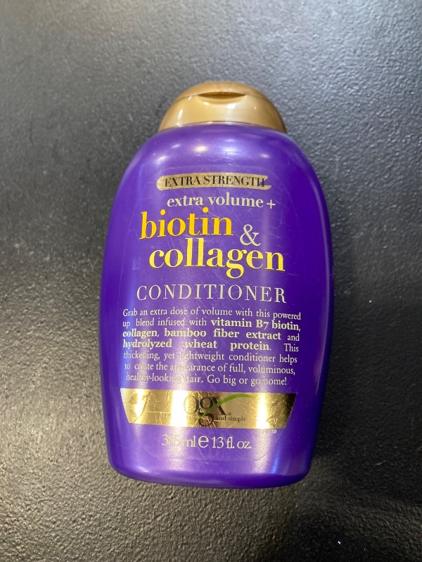 Photo 1 of OGX Thick & Full + Biotin Collagen Extra Strength Volumizing Shampoo with Vitamin B7 Hydrolyzed Wheat Protein for Fine Hair. Sulfate-Free Surfactants Thicker, Fuller Hair, 13 Fl Oz