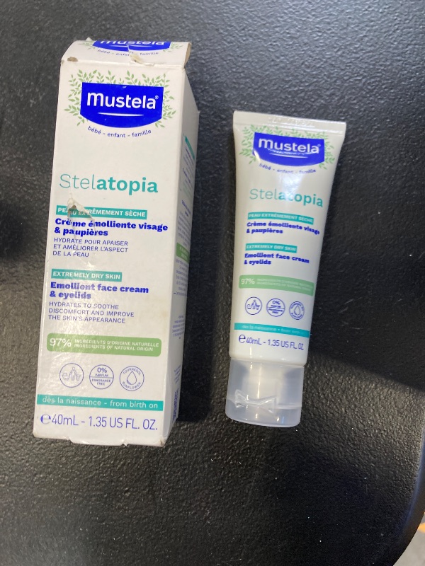 Photo 1 of Mustela Stelatopia Eczema-Prone Skin Emollient Baby Face Cream - Face Moisturizer with Natural Avocado & Sunflower Oil - Fragrance-Free - 1.35 Fl Oz (Pack of 1)