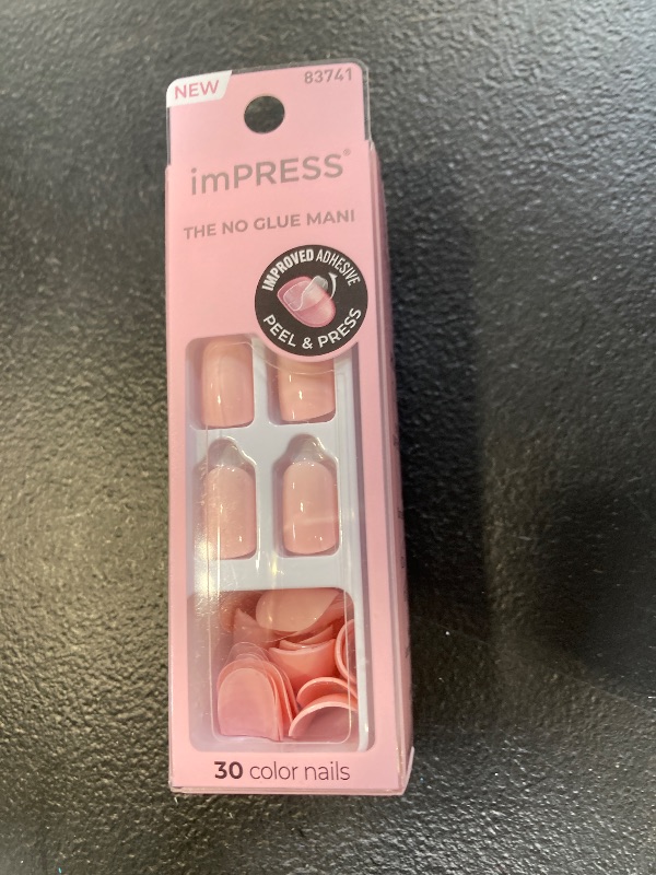 Photo 1 of KISS imPRESS No Glue Mani Press On Nails, Color, 'Pick me Pink', Pink, Short Size, Squoval Shape, Includes 30 Nails, Prep Pad, Instructions Sheet, 1 Manicure Stick, 1 Mini File