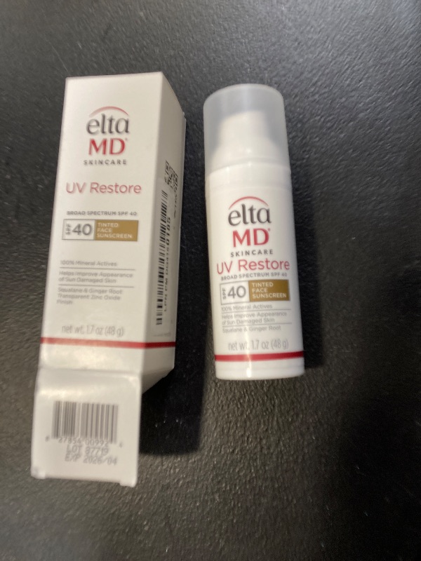 Photo 1 of EltaMD UV Restore Tinted Sunscreen for Face SPF 40, Tinted Mineral Sunscreen for Sun Damaged Skin Repair Face, Anti Aging Zinc Oxide Moisturizer Formula, 1.7 oz exp- 2026