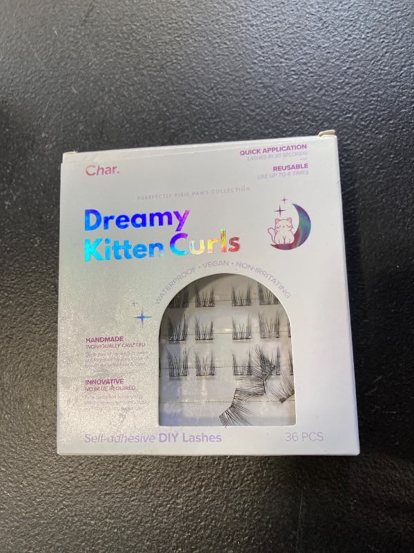 Photo 1 of Char Cosmetics Eye Lashes - Sweatproof, Natural Look False Eyelashes - Reusable Fake Eyelashes for Comfortable Fit - Dreamy Kitten Curls - 36 pc