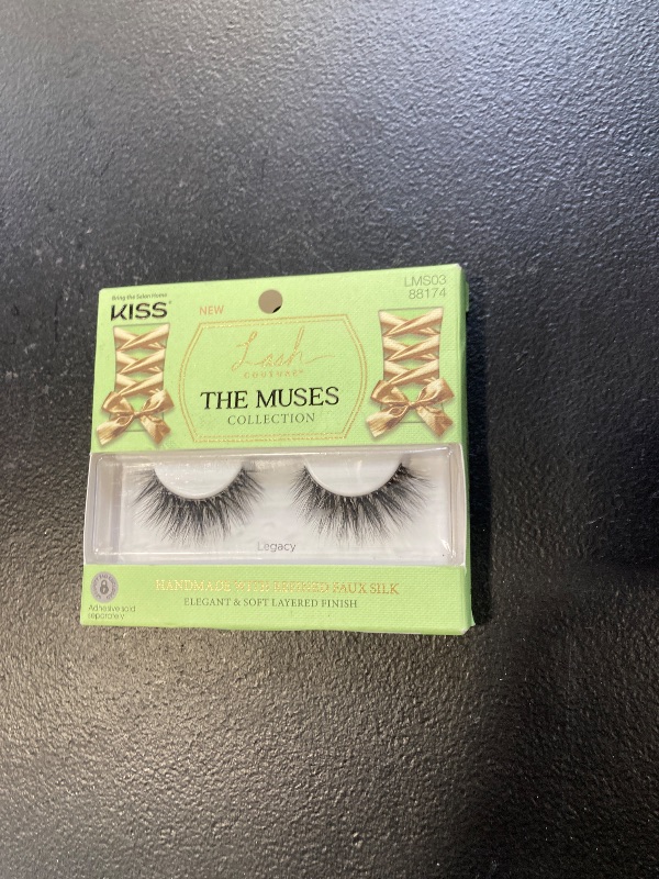 Photo 1 of KISS Lash Couture The Muses Collection False Eyelashes - Legacy, Black, Rounded, Doe-Eyed, Refined Faux Silk, Contact Lens Friendly, Pliable Band, Comfortable, Reusable, Cruelty Free, Vegan | 1 Pair