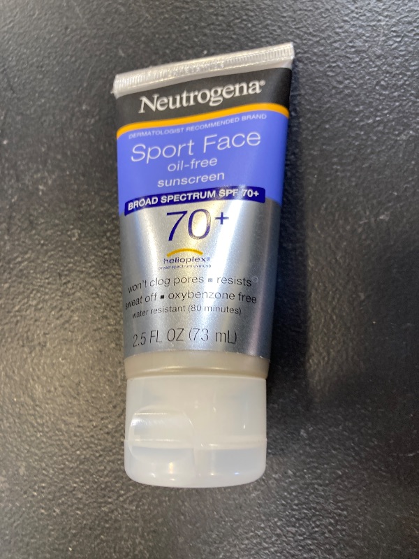 Photo 1 of Neutrogena Sport Face Sunscreen SPF 70+, Oil-Free, 2.5 fl oz, Sweat & Water-Resistant, Broad-Spectrum UVA/UVB, Nourish & Restore Skin Balance, Oxybenzone Free Sunscreen For Face