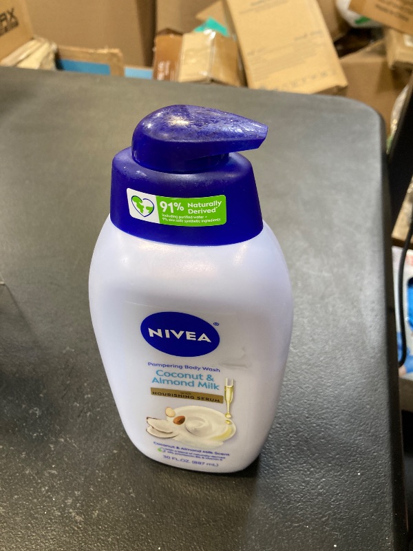 Photo 1 of NIVEA Pampering Coconut and Almond Milk Body Wash with Nourishing Serum, Moisturizing Body Wash for Women, Enriched with Provitamin B5 and Vitamin E, 30 Fl Oz Bottle