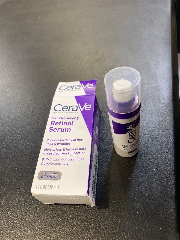Photo 1 of CeraVe Anti Aging Retinol Serum For Face, Encapsulated Retinol With Hyaluronic Acid, Niacinamide & Ceramides, Smooths Wrinkles & Fine Lines, Gentle Skin Brightening Serum, Fragrance Free, 1 Oz