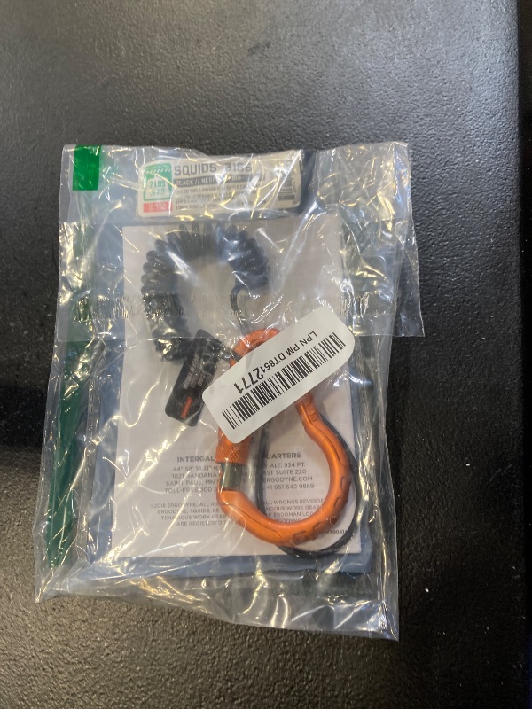 Photo 1 of Coil Tool Lanyard with Loop End and Carabiner, Tool Weight Capacity 2 lbs, Ergodyne Squids 3156 , Black