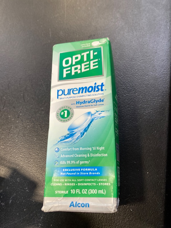 Photo 1 of Opti-Free Puremoist Multi-Purpose Contact Lens Cleaning and Disinfecting Solution with Lens Case, 10 FL Oz (Pack of 1) exp- 10/2027