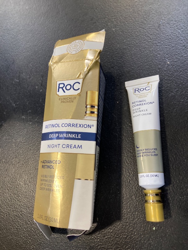 Photo 1 of RoC Retinol Correxion Deep Wrinkle Anti-Aging Night Cream, Daily Face Moisturizer with Shea Butter, Glycolic Acid and Squalane, Skin Care Treatment, 1 Ounces