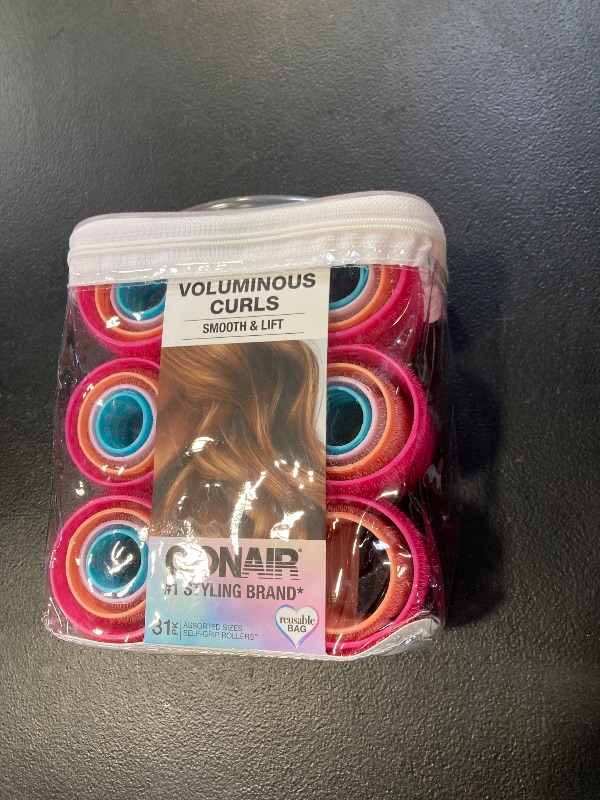 Photo 1 of Conair Heatless Curlers- heatless curls overnight - Hair Rollers for Lift & Volume - Assorted Sizes and Colors - Velcro Rollers - 31 Count w/storage case