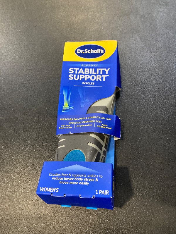 Photo 1 of ?Dr. Scholl's Stability Support Insoles, Flat Feet & Overpronation Low Arch Support, Improves Balance & Stability, Motion Control, Trim Inserts to Fit Shoes, Women's Size 6-10