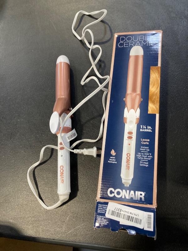 Photo 1 of Conair Double Ceramic 1 1/4-Inch Curling Iron, 1 ¼ inch barrel produces loose curls – for use on medium and long hair